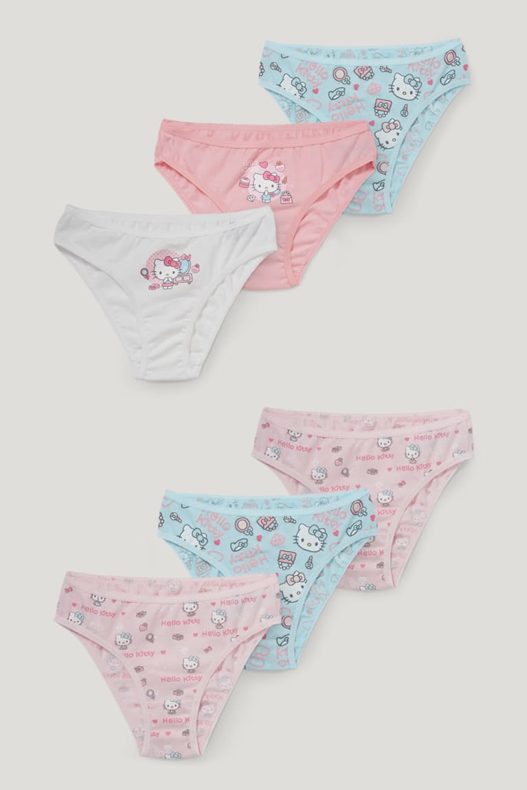 Spodne Pradlo C&A Multipack Of 6 Hello Kitty Briefs Organic Bavlnene Dievcenske Biele Ruzove | 8751IOLMN