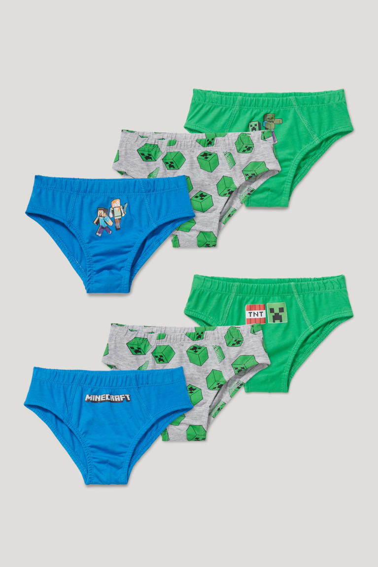 Spodne Pradlo C&A Multipack Of 6 Minecraft Briefs Organic Bavlnene Chlapcenske Tmavo Zelene Tmavo Modre | 0458BXHMO