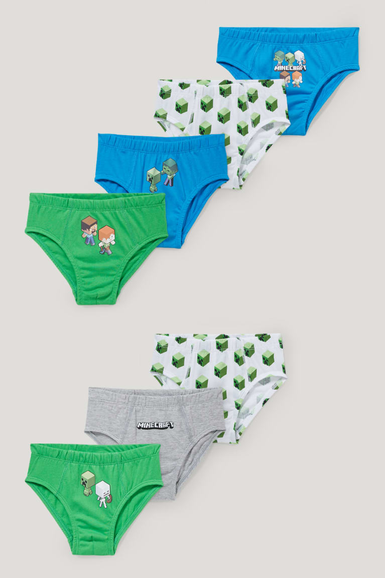 Spodne Pradlo C&A Multipack Of 7 Minecraft Briefs Organic Bavlnene Chlapcenske Zelene | 0168AYDVH