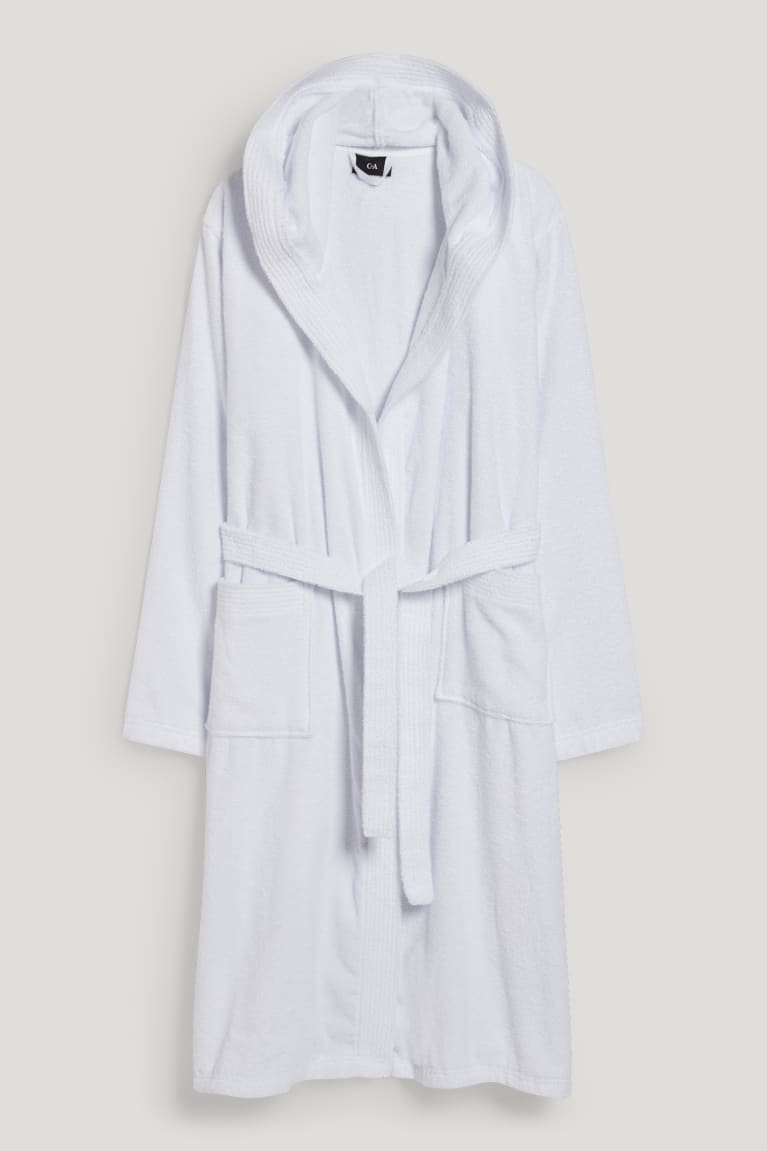 Spodne Pradlo C&A Terry Cloth Bathrobe With Hood Organic Bavlnene Panske Biele | 1324AHZCI