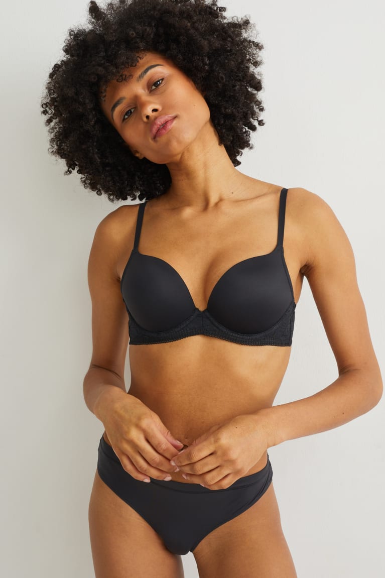 Spodne Pradlo C&A Underwire Bra Plunge Push-up Lycra® Damske Čierne | 3627NMZDV