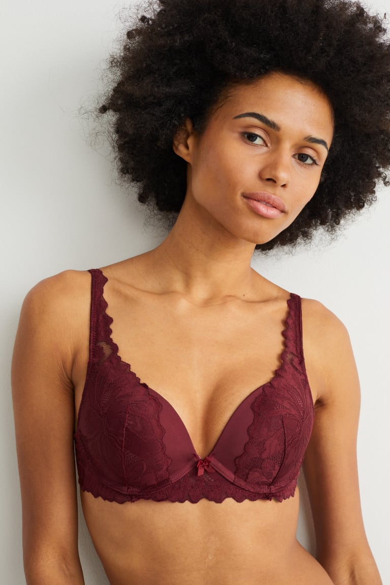 Spodne Pradlo C&A Underwire Bra Plunge Polstrované Damske Červené | 8429CDFOK