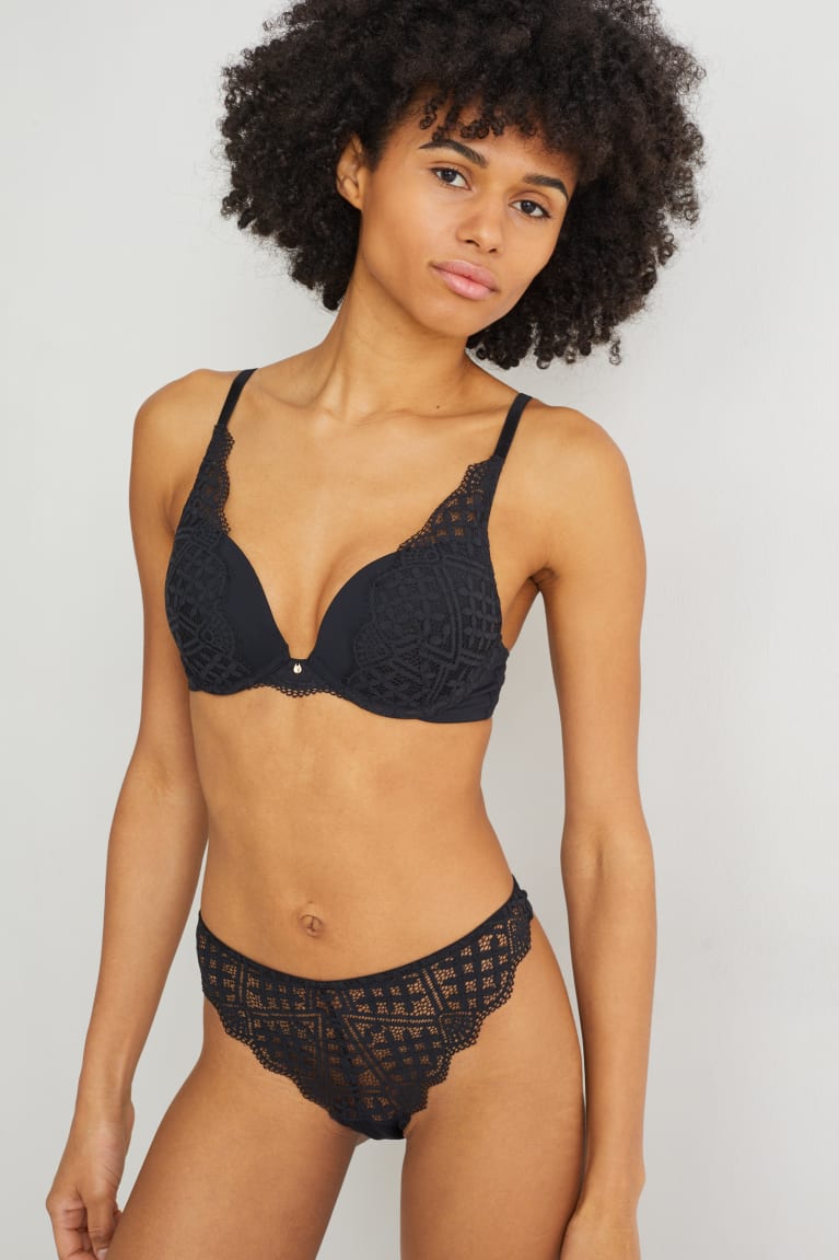 Spodne Pradlo C&A Underwire Bra Push-up Lycra® Damske Čierne | 4173FMAPK