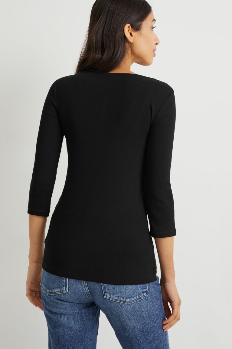 Topy C&A Basic Long Sleeve Damske Čierne | 5371LTQVN