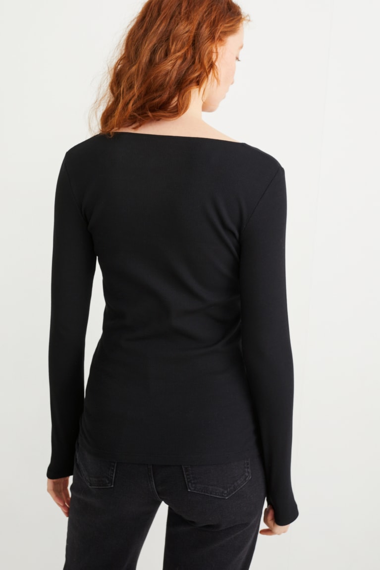 Topy C&A Basic Long Sleeve Damske Čierne | 6538JMTFS