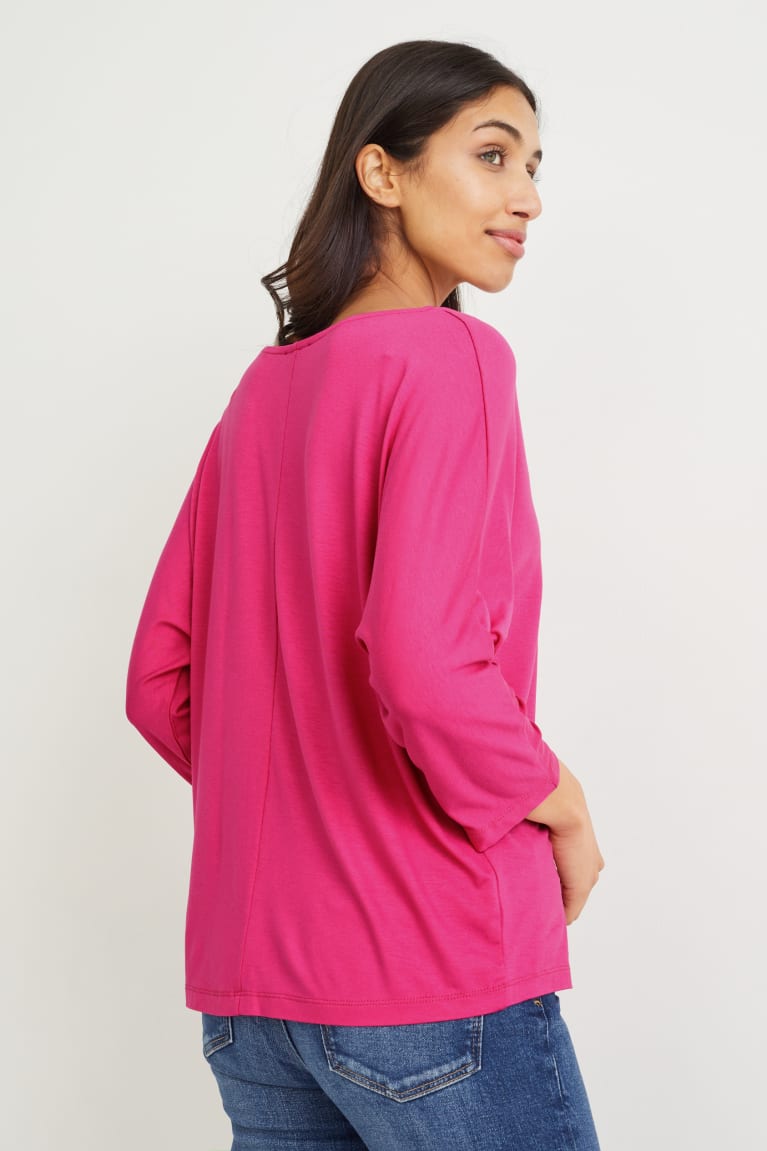 Topy C&A Basic Long Sleeve With Lenzing™ Ecovero™ Damske Ruzove | 5360TQSRY