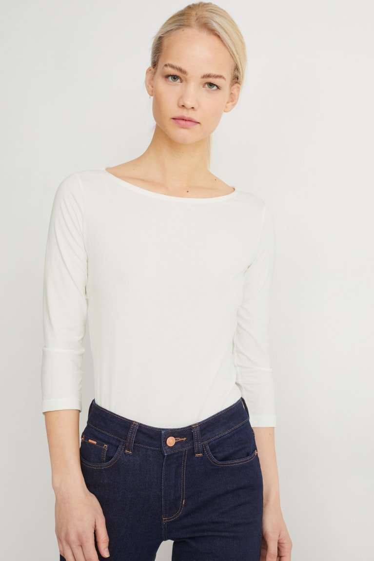 Topy C&A Long Sleeve Damske Biele | 1603OGBVL