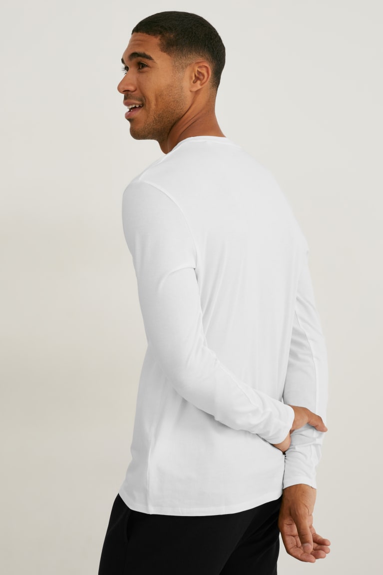 Topy C&A Long Sleeve Flex Organic Bavlnene Lycra® Panske Biele | 6149QDMNR