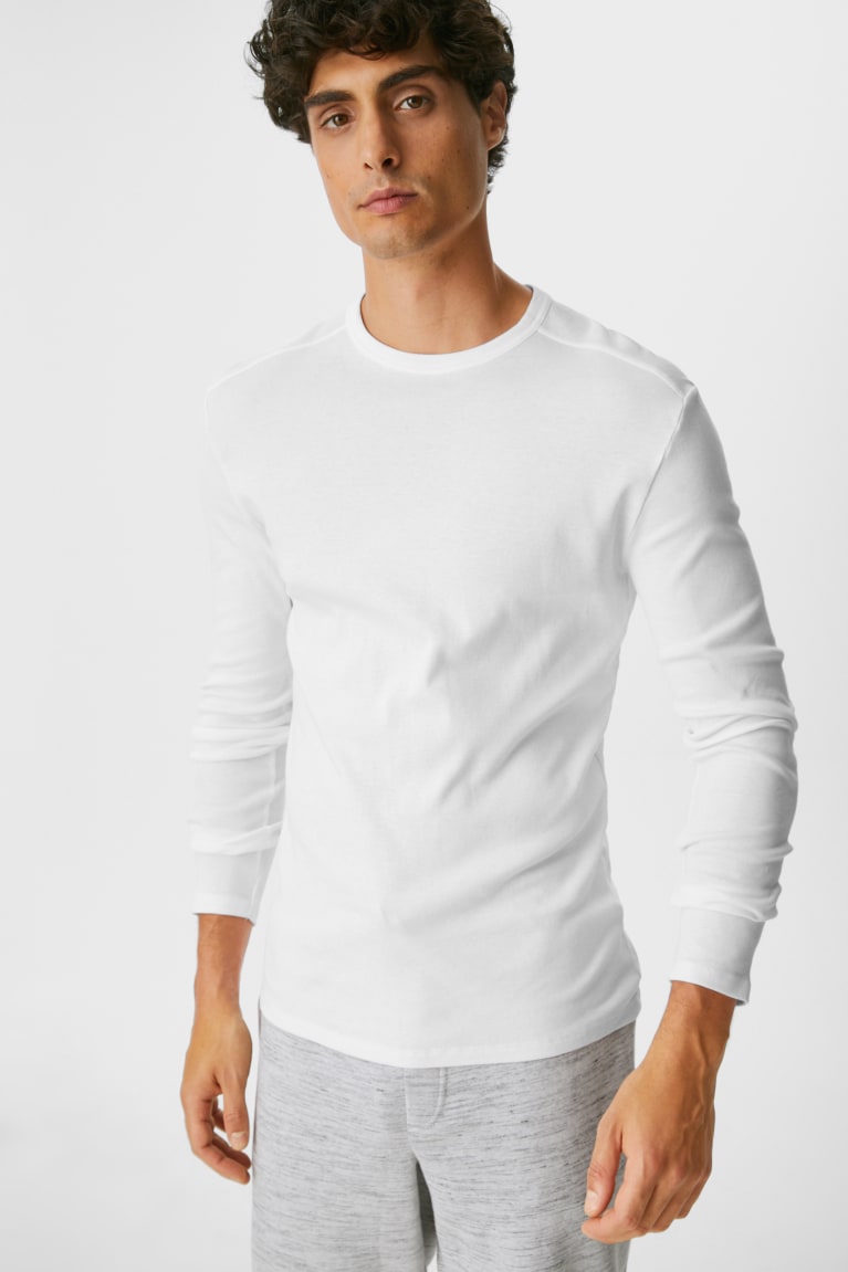 Topy C&A Long Sleeve Organic Bavlnene Panske Biele | 9620PXINO