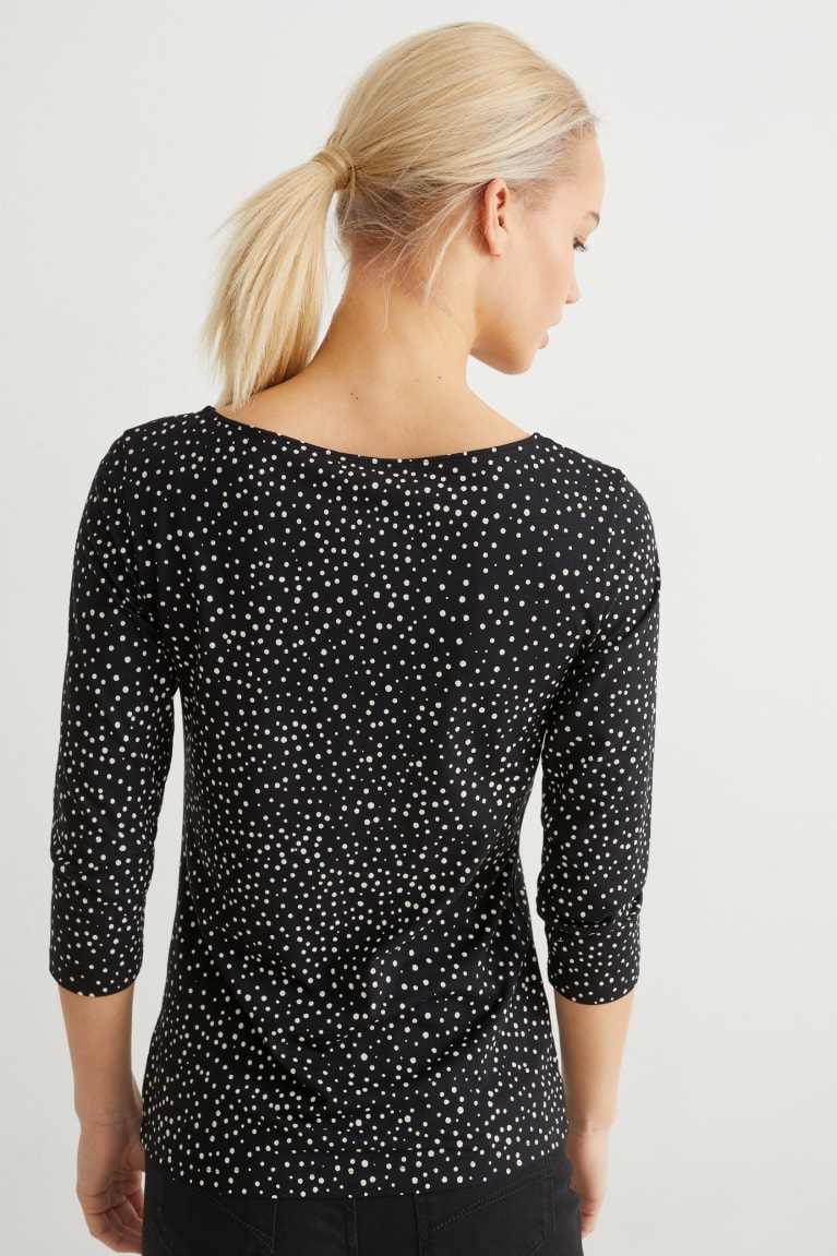 Topy C&A Long Sleeve Polka Dot Damske Čierne | 5926WPAZQ