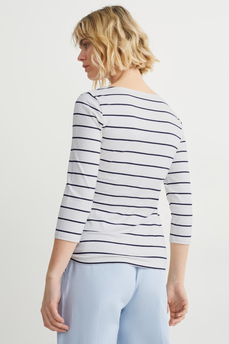 Topy C&A Long Sleeve Pruhované Damske Biele | 4637BYWQS