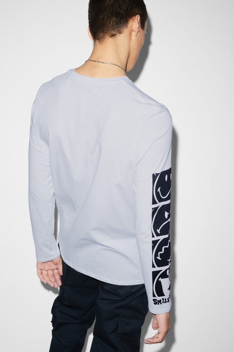 Topy C&A Long Sleeve Smileyworld® Panske Biele | 8137VHFNA