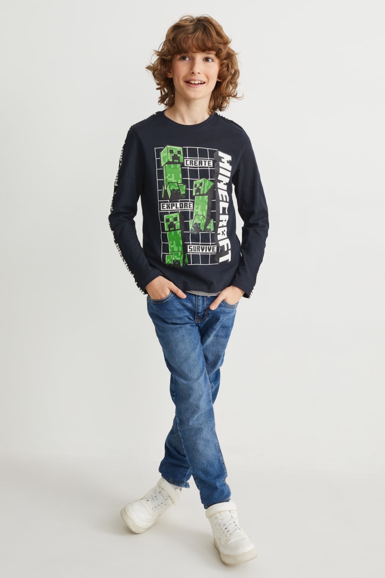 Topy C&A Minecraft Long Sleeve Chlapcenske Tmavo Modre | 8062HNICZ