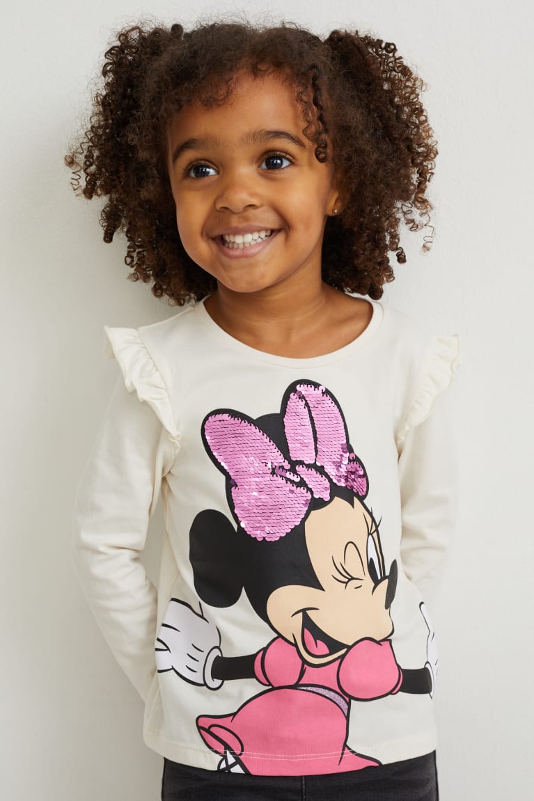 Topy C&A Minnie Mouse Long Sleeve Shiny Dievcenske Biele | 1409FJGHB