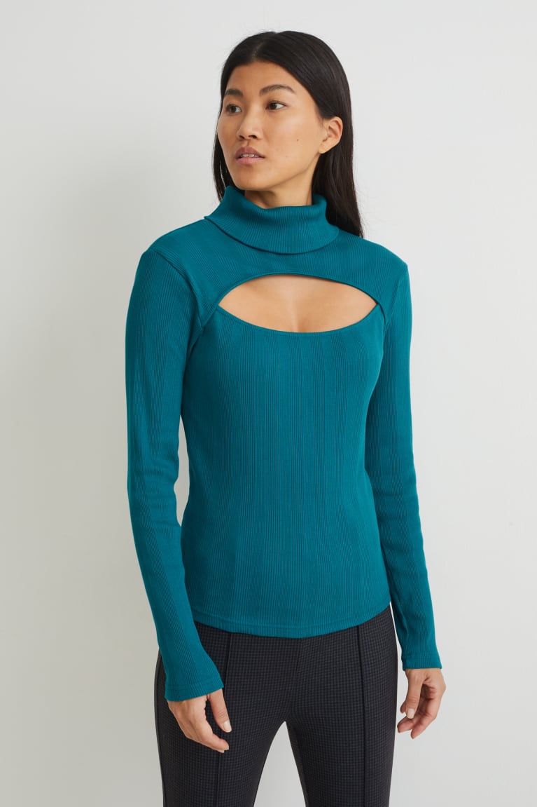 Topy C&A Polo Neck Damske Tmavo Zelene | 9405QCFRV