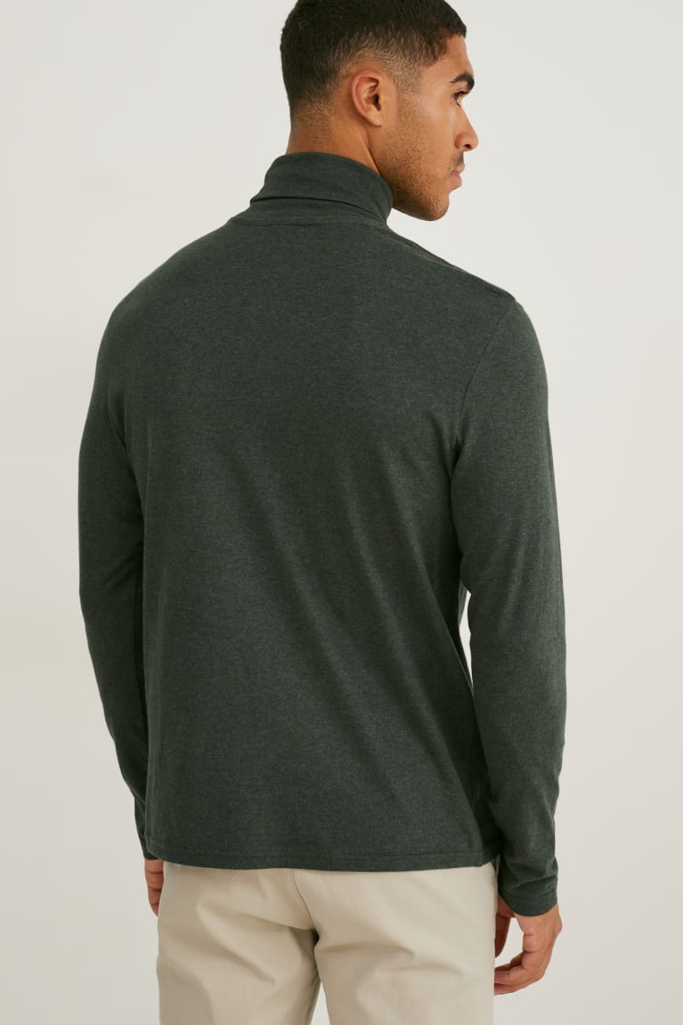 Topy C&A Polo Neck Organic Bavlnene Panske Tmavo Zelene | 1782DKBYI